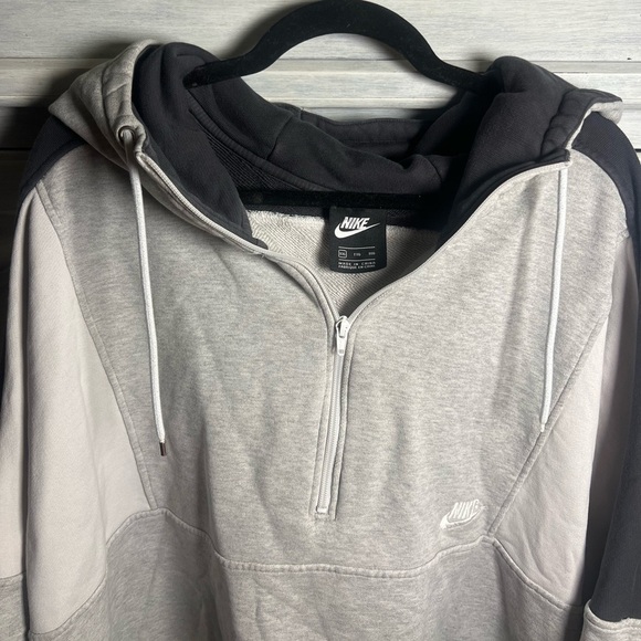Men’s Nike NSW Grey Black & White Colorblock Half Zip Hooded Sweatshirt Athletic - Picture 8 of 11